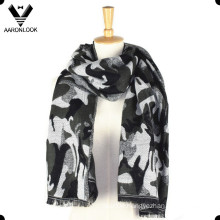 Acrylic Woven Jacquard Camouflage Scarf with Raw Edges